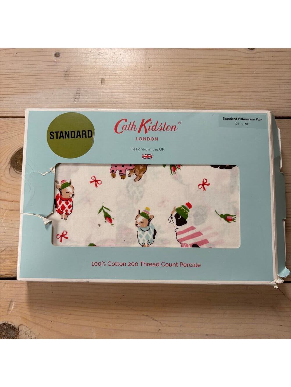 Cath Kidston New Open Box Puppy Love Pink Standard Pillowcase Pair 21x28